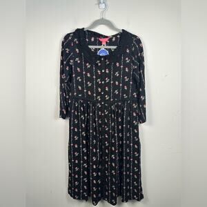 NWT APRIL CORNELL Ditsy Floral Dress Size XXS Black Pink Cottage Western